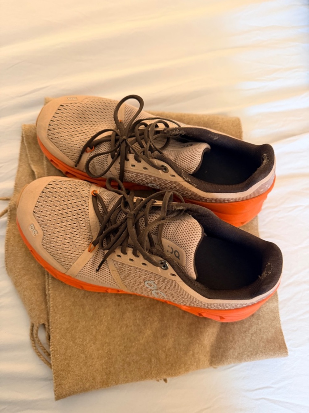 On Running Women's Cloudrunner Athletic Shoes - Tan with Orange Sole